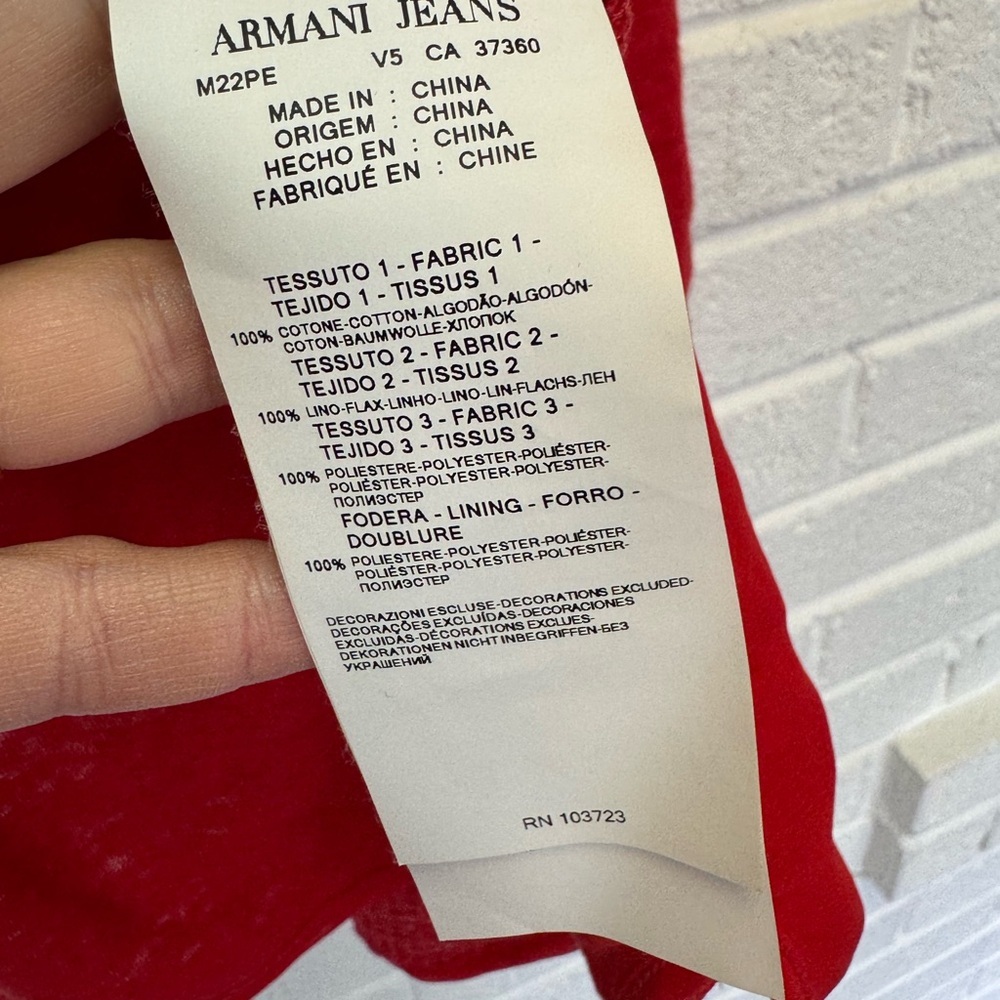 Armani Jeans Red Ribbed Tank Top with Black Trim - Picture 13 of 14